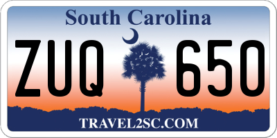 SC license plate ZUQ650