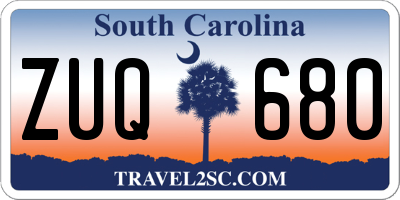 SC license plate ZUQ680