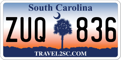 SC license plate ZUQ836