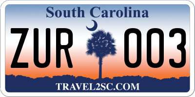 SC license plate ZUR003