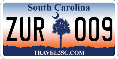 SC license plate ZUR009