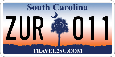 SC license plate ZUR011
