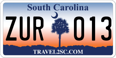 SC license plate ZUR013