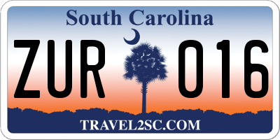 SC license plate ZUR016