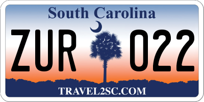SC license plate ZUR022