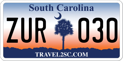 SC license plate ZUR030