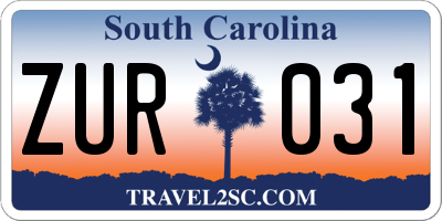 SC license plate ZUR031