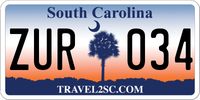 SC license plate ZUR034