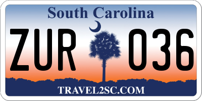 SC license plate ZUR036