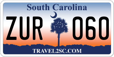 SC license plate ZUR060