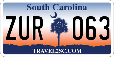 SC license plate ZUR063