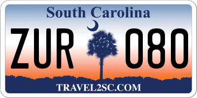 SC license plate ZUR080