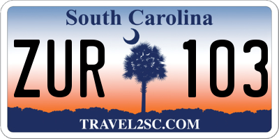SC license plate ZUR103