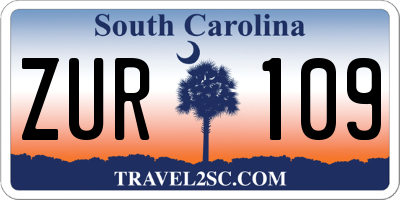 SC license plate ZUR109