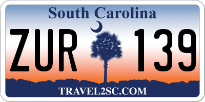 SC license plate ZUR139