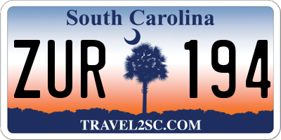 SC license plate ZUR194