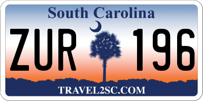 SC license plate ZUR196