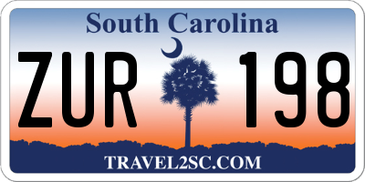 SC license plate ZUR198