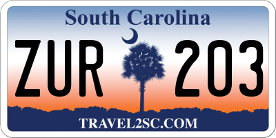 SC license plate ZUR203
