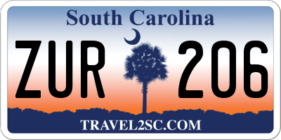 SC license plate ZUR206
