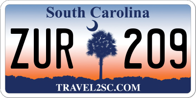 SC license plate ZUR209