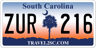 SC license plate ZUR216