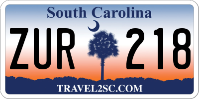 SC license plate ZUR218