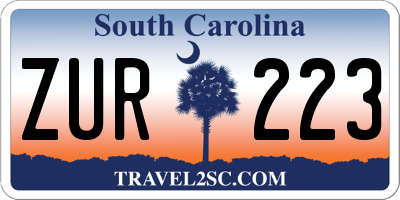 SC license plate ZUR223