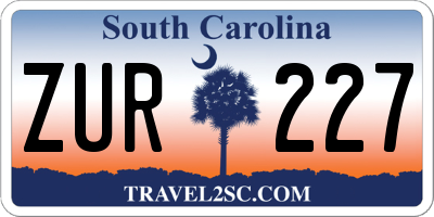 SC license plate ZUR227