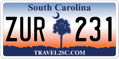 SC license plate ZUR231