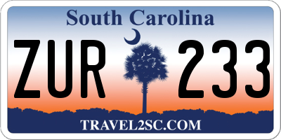 SC license plate ZUR233