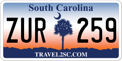 SC license plate ZUR259