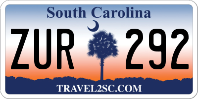 SC license plate ZUR292