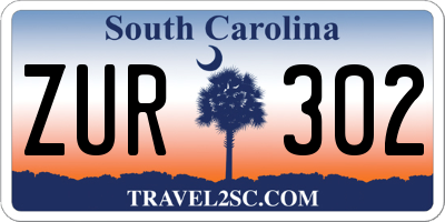 SC license plate ZUR302