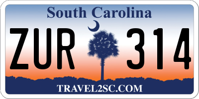 SC license plate ZUR314