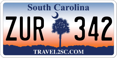 SC license plate ZUR342
