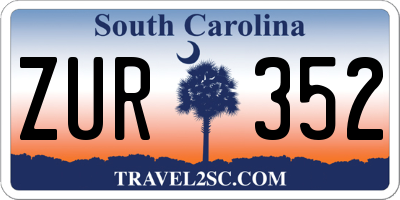 SC license plate ZUR352