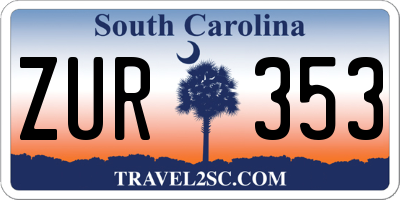 SC license plate ZUR353
