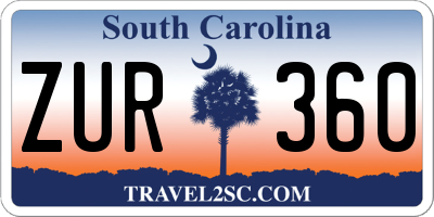 SC license plate ZUR360