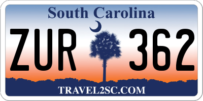 SC license plate ZUR362