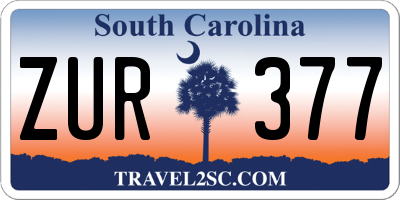 SC license plate ZUR377
