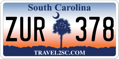SC license plate ZUR378