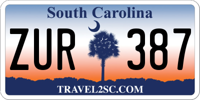 SC license plate ZUR387