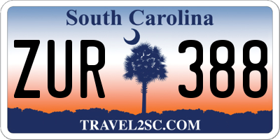 SC license plate ZUR388