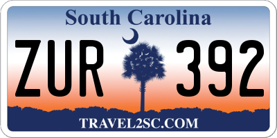SC license plate ZUR392