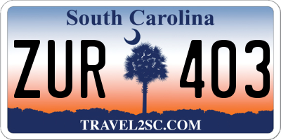 SC license plate ZUR403