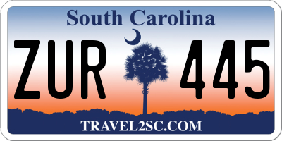 SC license plate ZUR445