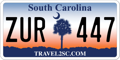 SC license plate ZUR447