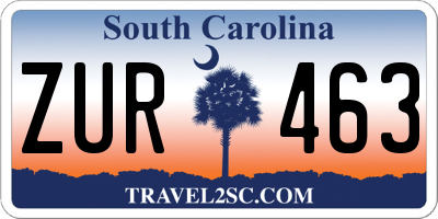 SC license plate ZUR463
