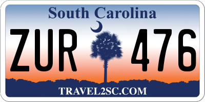 SC license plate ZUR476